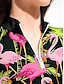 お買い得  デザイナーコレクション-女性用 ポロシャツ 濃いピンク 長袖 日焼け防止 トップス フラミンゴ 秋 冬 レディース ゴルフウェア ウェア アウトフィット ウェア アパレル
