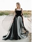 cheap Wedding Dresses-Beach Boho Black Wedding Dresses Ball Gown Square Neck Spaghetti Strap Sleeveless Court Train Lace Bridal Gowns With Appliques Pattern 2024