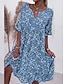 Χαμηλού Κόστους Print Φορέματα-Γυναικεία Καθημερινό φόρεμα Φλοράλ Στάμπα Διχασμένος λαιμός Μίντι φόρεμα Διακοπές Κοντομάνικο Καλοκαίρι