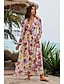cheap Print Dresses-Women&#039;s Chiffon Casual Dress A Line Dress Floral Print Cowl Neck Long Dress Maxi Dress Stylish Boho Daily Date Long Sleeve Summer Spring