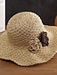 tanie Kapelusze słomkowe-1 szt. Damski szydełkowy kapelusz słomkowy na lato z ochroną przed słońcem i oddychającą dekoracją kwiatową, idealny do podróży na świeżym powietrzu &amp; plaża