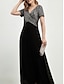 cheap Sale-Sequin V Neck Contrast Maxi Dress