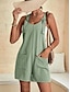 cheap Women&#039;s Overalls-Women&#039;s Jumpsuit Button Pocket Solid Color Crew Neck Basic Street Daily Regular Fit Sleeveless Black Light Green Pink S M L Summer