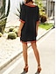 cheap Plain Dresses-Women&#039;s Summer Dress Oversized Beach Wear Holiday Short Sleeves Black White Navy Blue Color