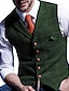 זול ווסטים-בגדי ריקוד גברים רטרו\וינטאג&#039; וסט הרינגבון גזרה מחוייטת פתוח Single Breasted More-button ירוק בהיר פול ירוק כהה 2023