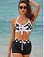 olcso Bikiniszettek-Női Szabályos Fürdőruha Bikini 2 darab Rövidnadrágok Fürdőruha Nyissa meg a Vissza elemet Nyomtatás Pöttyös Mély dekoltázs Tropikus Strandruházat Fürdőruhák
