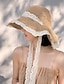 baratos Chapéus de mulher-elegante chapéu de palha bege/cáqui com cordão de renda aba larga babados chapéus de sol respiráveis chapéus de praia para viagens para mulheres meninas verão férias ao ar livre