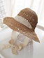 baratos Chapéus de Palha-Chapéu balde de crochê oco, laço de fita, aba larga, respirável, palha, chapéu de sol, elegante, viagem, praia, chapéus para mulheres