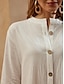 cheap Design Cotton &amp; Linen Dresses-Women&#039;s Cotton Linen button down Sundress Midi Dress 3/4 Sleeve Casual Loose Fit Summer Beach Black White Green
