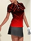 billiga Kvinnors golfkläder-Dam Vandringspolotröja Röd Kortärmad Solskydd Överdelar Rutig Prickig Golfkläder för damer Kläder Outfits Bär kläder
