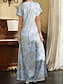 preiswerte Bedruckte Kleider-Damen Paisley-Kleid Casual kleid Paisley-Muster Gespleisst Bedruckt V Ausschnitt kleid lang Ethnisch Urlaub Kurzarm Sommer