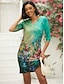 cheap Print Dresses-Women&#039;s Shift Dress Floral Abstract Print V Neck Mini Dress Daily Half Sleeve Summer Spring