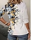 billige T-shirts til kvinde-Dame T-shirt Blomstret Trykt mønster Ferie Weekend Mode Kortærmet Rund hals Hvid Sommer