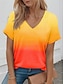 preiswerte T-Shirts für Damen-Damen T Shirt Farbverlauf Farbverläufe Urlaub Hawaiianisch Stilvoll Kurzarm V Ausschnitt Rosa Sommer
