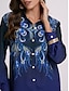 preiswerte Blusen und Hemden für Damen-Damen Hemd Bluse Feder Taste Bedruckt Casual Täglich Basic Langarm Hemdkragen Blau Herbst Winter