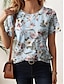 cheap Women&#039;s T-shirts-Women&#039;s T shirt Tee Floral Daily Weekend Print White Short Sleeve Fashion Crew Neck Summer