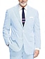 billiga Kostymer-blå rosa herr strandbröllopsdräkter seersucker enfärgad 2-delad standard passform enkelknäppta två-knappar 2024