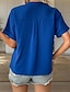 voordelige Basisshirts voor dames-Overhemd Blouse Dames blauw Effen nappi Zak Straat Dagelijks Modieus V-hals Normale pasvorm S
