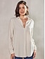 cheap Basic Women&#039;s Tops-Women&#039;s Shirt Blouse Cotton Linen Button Casual Daily Solid Basic Long Sleeve Shirt Collar White Summer Spring