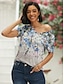 preiswerte T-Shirts für Damen-Damen T Shirt Blumen Festtage Wochenende Bedruckt Rosa Kurzarm Basic V Ausschnitt