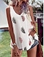 cheap Tank Tops &amp; Camis-Women&#039;s Tank Top Feather Lace Print Casual Fashion Sleeveless V Neck White Summer