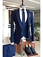 cheap Suits-Blue Army Green Men&#039;s Prom Suits Wedding Suits Solid Colored 3 Piece Formal Tailored Fit Single Breasted One-button 2024