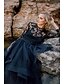 Χαμηλού Κόστους Νυφικά Φορέματα-Παραλία / Προορισμός Μπόχο Μαύρο Φορεματα για γαμο Βραδινή τουαλέτα Λεπτές Τιράντες Λαιμόκοψη V Μακρυμάνικο Ουρά Σιφόν Νυφικά κοστούμια Νυφικά φορέματα Με Λουλούδι Μοτίβο 2024