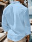 abordables chemises en lin pour hommes-Homme Chemise Chemise Lin Chemisette Chemise d&#039;été Tenues de plage Chemise boutonnée Plein Casual du quotidien Noir Blanche Rose Claire Bleu manche longue Col Printemps été Vêtement Tenue