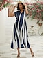 olcso Mintás ruhák-Női A vonalú ruha Csík Hasított Nyomtatott V-alakú Maxi hosszú ruha Napi Vakáció Rövid ujjú Nyár Tavasz