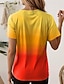 billiga T-shirts för damer-Dam T-shirt Nyans Färggradient Dagligen Helgdag Semester Blå Kortärmad Stylish Rund hals Sommar