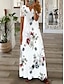 Χαμηλού Κόστους Print Φορέματα-Γυναικεία Καθημερινό φόρεμα Φλοράλ Δαντέλα Στάμπα Λαιμόκοψη V Μακρύ Φόρεμα Μάξι Φόρεμα Διακοπές Κοντομάνικο Καλοκαίρι