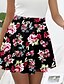 cheap Mini Skirt-Women&#039;s Skirt Swing Mini Skirts Print Floral Casual Daily Weekend Summer Polyester Fashion Casual Black-White Black White Red