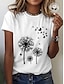 cheap Women&#039;s T-shirts-Women&#039;s T shirt Tee Black White Butterfly Dandelion Print Short Sleeve Daily Weekend Basic Round Neck Regular S