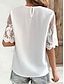 Χαμηλού Κόστους Βασικές Γυναικείες Μπλούζες-Πουκάμισο Δαντελένιο πουκάμισο Μπλούζα Διχτυωτό Patchwork Top Γυναικεία Λευκό Σκέτο Δαντέλα Δρόμος Καθημερινά Μοντέρνα Στρογγυλή Λαιμόκοψη Κανονικό Τ