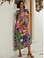 cheap Print Dresses-Women&#039;s Casual Dress Floral Tropical Animal Split Print V Neck Long Dress Maxi Dress Streetwear Hawaiian Street Holiday Short Sleeve Summer
