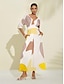 cheap Print Casual Dress-Satin Pocket Floral V Neck Maxi Dress