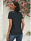 cheap Women&#039;s T-shirts-Women&#039;s T shirt Tee Black Graphic Cat Print Short Sleeve Daily Weekend Basic V Neck Regular 3D Cat S