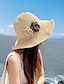 billiga Halmhatt-1 st virkad stråhatt för kvinnor sommarsolskydd andas blomdekor perfekt för utomhusresor &amp; strand