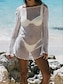 Недорогие простые платья-Жен. Белое платье Мини-платье Открытая спина Отпуск Пляж Секси Квадратный вырез Длинный рукав Черный Белый Цвет