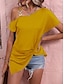 preiswerte Basic-Damenoberteile-T Shirt Damen Schwarz Gelb Rosa Feste Farbe Asymmetrischer Saum Kalte Schulter Strasse Täglich Modisch Ein-Schulter Regular Fit S