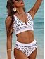preiswerte Bikini-Sets-Damen Normal Badeanzug Bikinis 2 Stück Bademode Rückenfrei Print Leopard-Druck V-Wire Ausschnitt Tropisch Strandbekleidung Badeanzüge