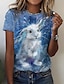 cheap Women&#039;s T-shirts-Women&#039;s T shirt Tee Animal Print Weekend Fashion Short Sleeve Round Neck Light Green Summer