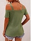 baratos T-Shirts de mulher-Mulheres Camiseta Tecido Casual Diário Ombro frio Preto Manga Curta Moda Moderno Ombro a Ombro Verão