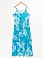 olcso Mintás ruhák-Női A vonalú ruha Fodrozott Nyomtatott V-alakú Maxi hosszú ruha Napi Randi Ujjatlan Nyár Tavasz