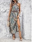 Χαμηλού Κόστους Print Φορέματα-Γυναικεία Φόρεμα σε ευθεία γραμμή Φόρεμα για τον ήλιο 3D εκτύπωση Αφηρημένο Με Κορδόνια Εξώπλατο Κάνε στην άκρη Κρύος ώμος Μακρύ Φόρεμα Μάξι Φόρεμα Κομψό Βοημία Πάρτι Ημέρα του Αγίου Βαλεντίνου