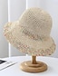 tanie Nakrycia głowy dla kobiet-beżowy/khaki boho szydełkowy kapelusz typu Bucket ze słomy klasyczne, jednokolorowe, oddychające kapelusze przeciwsłoneczne w stylu vintage, podróżne kapelusze plażowe dla kobiet