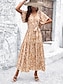olcso Mintás ruhák-Női hétköznapi ruha Grafika Nyomtatott V-alakú Hosszú ruha Maxi ruha Vakáció Rövid ujjú Nyár