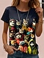 olcso Női pólók-Női Póló Cica Hétköznapi Fekete Rövid ujjú Divat Terített nyak Tavaszi nyár