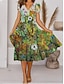 cheap Print Dresses-Women&#039;s Casual Dress A Line Dress Floral Marble Print V Neck Midi Dress Vacation Short Sleeve Summer