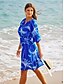 cheap Print Casual Dress-Tropical Palm Belted Knee Length Dress